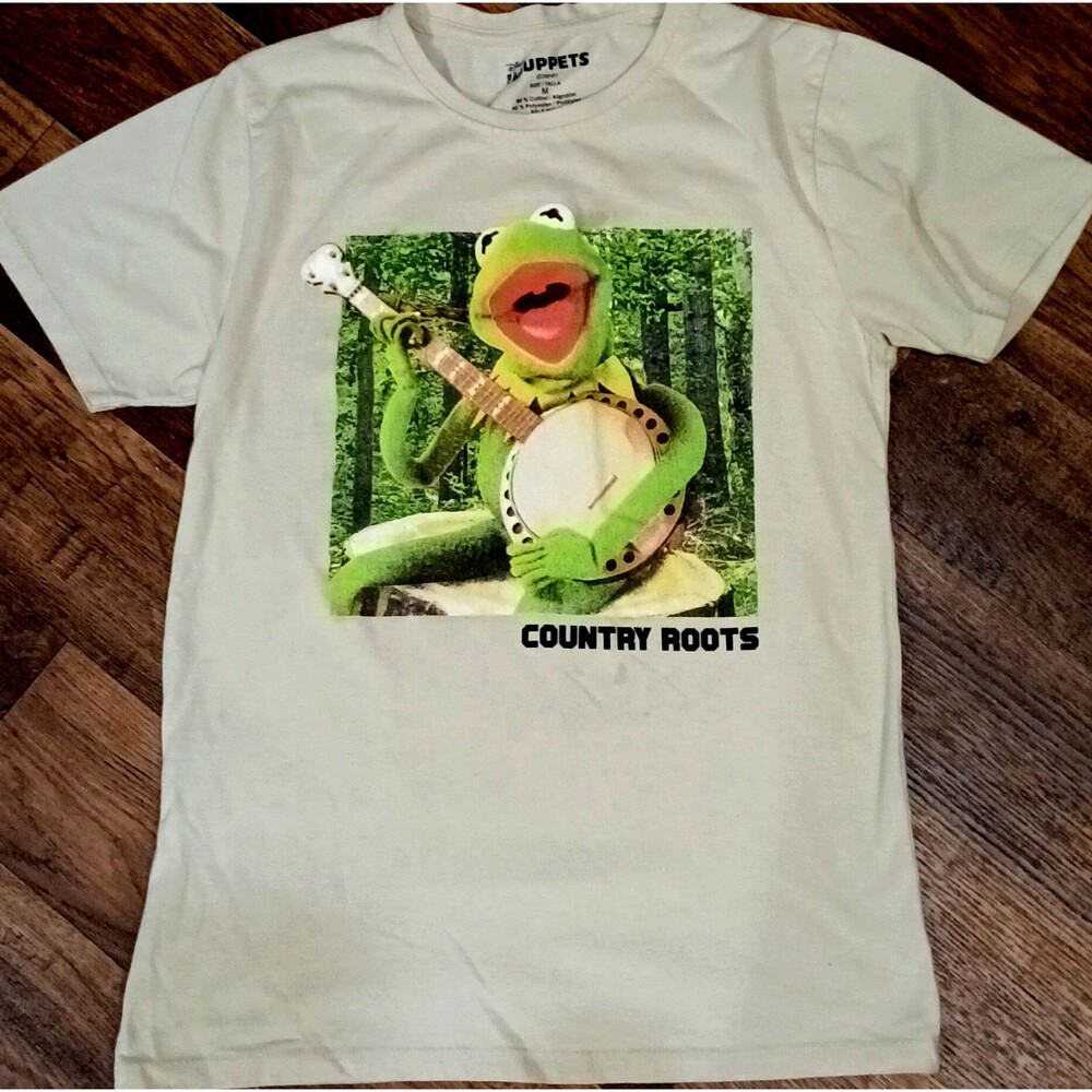 Kermit The Frog Banjo Country Roots Muppets Graphic T Shirt Mens Medium